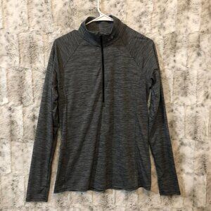 Under Armour Shirt Womens M Gray Fitted Pullover Grey 1/4 Zip Heat Gear Thumb